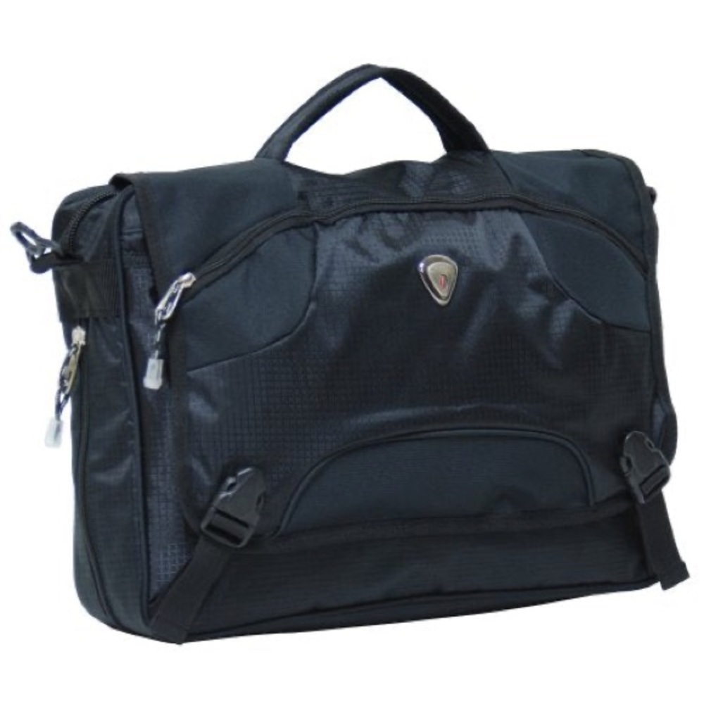Calpak Expandable Laptop Messenger Bag Black 18" Business Travel Briefcase NWT